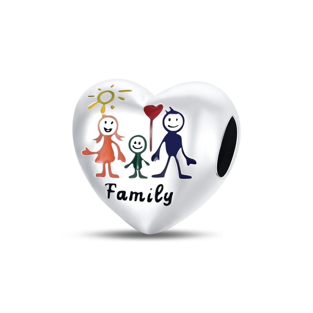 Heart Family Charm Bead in Multicolor